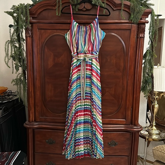 Amanda Lane Accordion Pleated Rainbow Maxi Dress - Picture 4 of 12